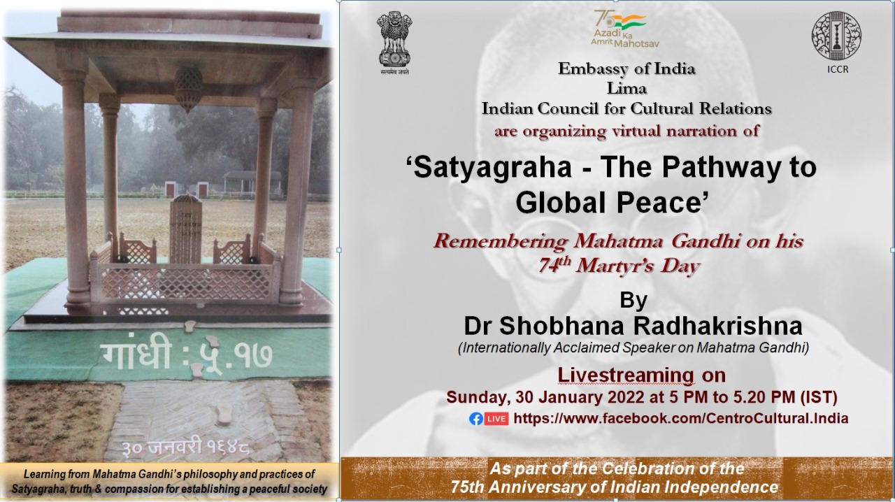 Embassy of India, Lima paid homage to Mahatma Gandhi on his 74th Martyr´s Day